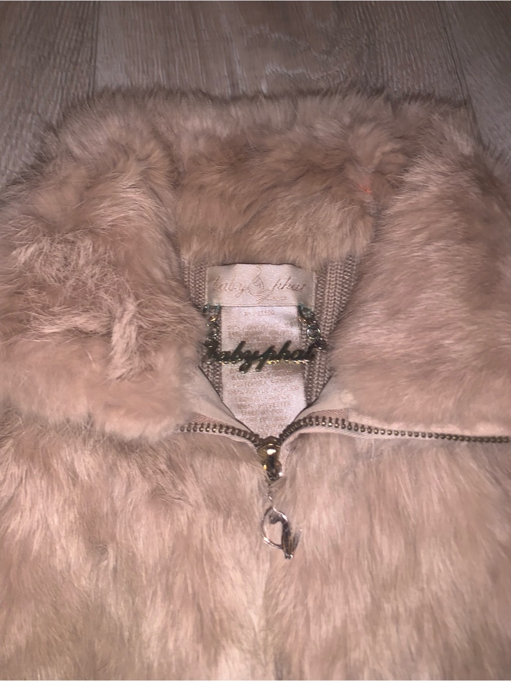 Vintage Baby Phat Faux Fur Front Ribbed Knit Jacket - Taupe Size: Medium - Picture 6 of 9